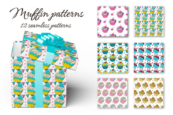 Cute Muffins, Cupcakes. Decorative Print