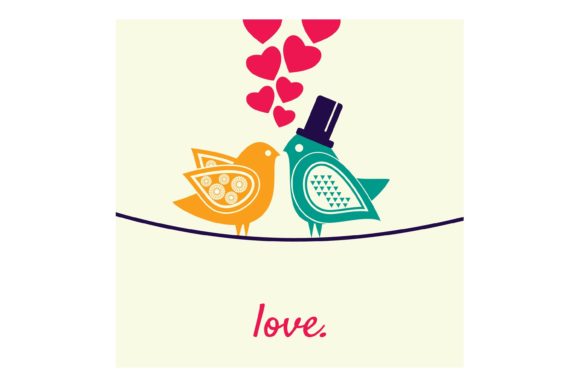 Decorative Birds in Love Card: A Premium Design Asset