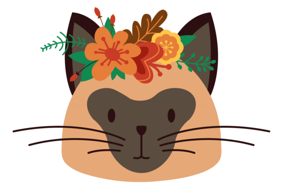 Decorative Cat in Flower Crown. Cute Pet