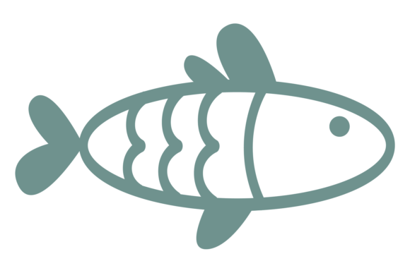 Fish in Decorative Drawing Style Green