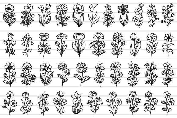 Line Art Flowers: A Versatile Design Asset