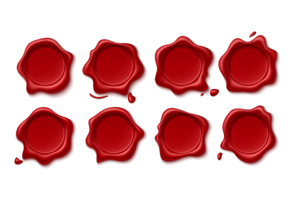 Realistic Wax Seal. Red Retro Postal Cir