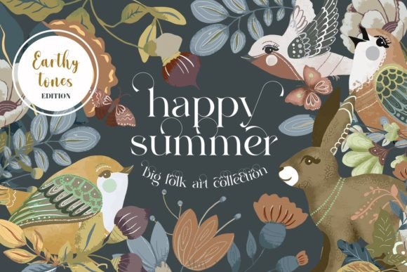Summer Folk Clip Art Earthy Tones Vector