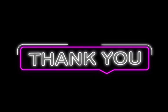 Thank You Lettering Neon Sign Font